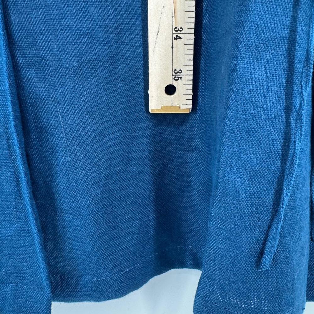 Talbots Petites Navy Blue 100% Linen Sleeveless Midi Sheath Dress Size 8P Belt - Picture 8 of 10